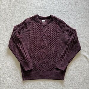 Gap Men’s Cable Knit Maroon Heavy Knit Sweater Sweater Size Large